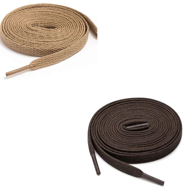 GRAH SANGRAH® (2 Pair) Flat Shoe Lace For Running, Sport Or Gym Shoelace - 120 CM, Cream-Dark Brown