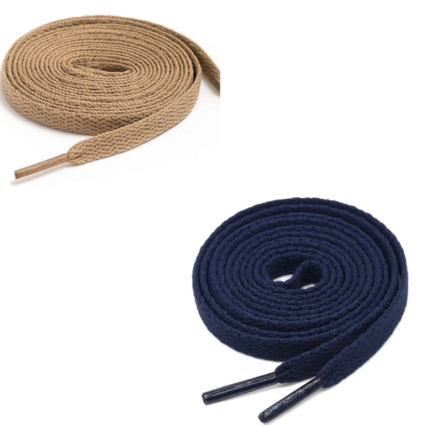 GRAH SANGRAH® (2 Pair) Flat Shoe Lace For Running, Sport Or Gym Shoelace - 120 CM, Cream-Navy