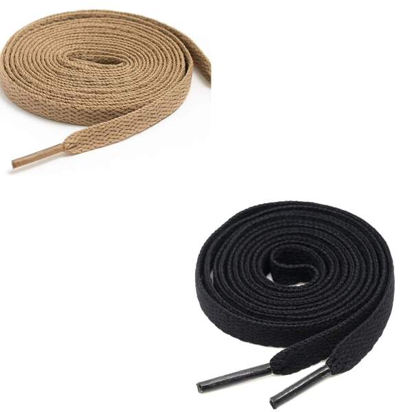 GRAH SANGRAH® (2 Pair) Flat Shoe Lace For Running, Sport Or Gym Shoelace - 150 CM, Cream_ Black
