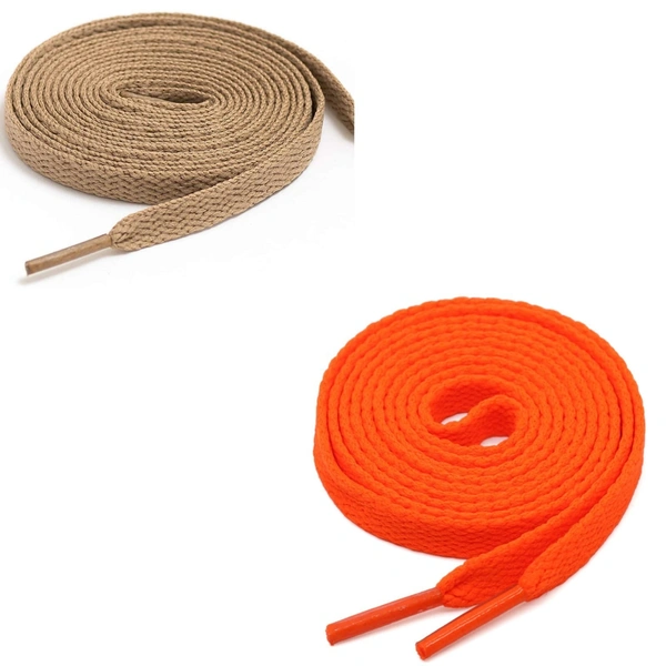 GRAH SANGRAH® (2 Pair) Flat Shoe Lace For Running, Sport Or Gym Shoelace - 120 CM, Cream-Orange
