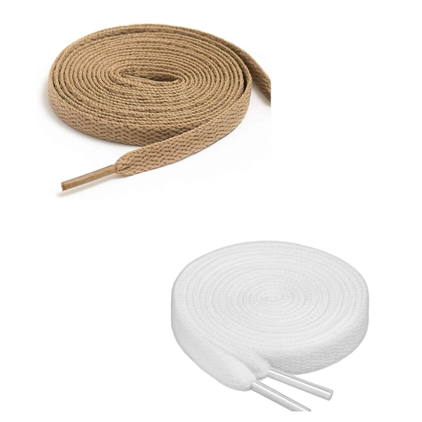 GRAH SANGRAH® (2 Pair) Flat Shoe Lace For Running, Sport Or Gym Shoelace - 120 CM, Cream_ White