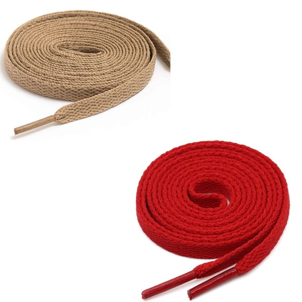 GRAH SANGRAH® (2 Pair) Flat Shoe Lace For Running, Sport Or Gym Shoelace - 120 CM, Cream-Red