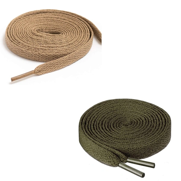 GRAH SANGRAH® (2 Pair) Flat Shoe Lace For Running, Sport Or Gym Shoelace - 120 CM, Cream-Army Green