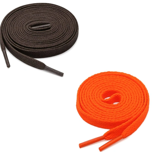GRAH SANGRAH® (2 Pair) Flat Shoe Lace For Running, Sport Or Gym Shoelace - 150 CM, Dark Brown_ Orange