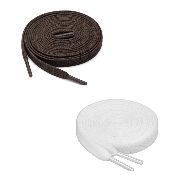 GRAH SANGRAH® (2 Pair) Flat Shoe Lace For Running, Sport Or Gym Shoelace - 150 CM, Dark Brown-White