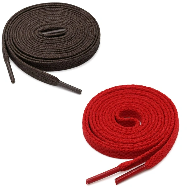 GRAH SANGRAH® (2 Pair) Flat Shoe Lace For Running, Sport Or Gym Shoelace - 120 CM, Dark Brown_ Red