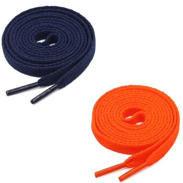 GRAH SANGRAH® (2 Pair) Flat Shoe Lace For Running, Sport Or Gym Shoelace - 120 CM, Navy-Orange