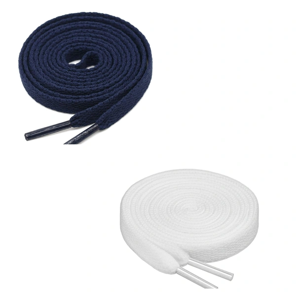 GRAH SANGRAH® (2 Pair) Flat Shoe Lace For Running, Sport Or Gym Shoelace - 150 CM, Navy_ White