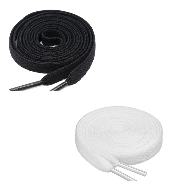 GRAH SANGRAH® (2 Pair) Flat Shoe Lace For Running, Sport Or Gym Shoelace - 150 CM, Black_ White