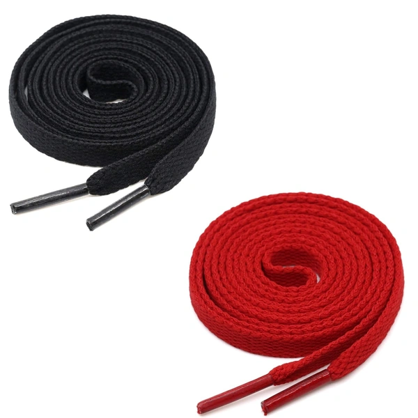 GRAH SANGRAH® (2 Pair) Flat Shoe Lace For Running, Sport Or Gym Shoelace - 120 CM, Black-Red