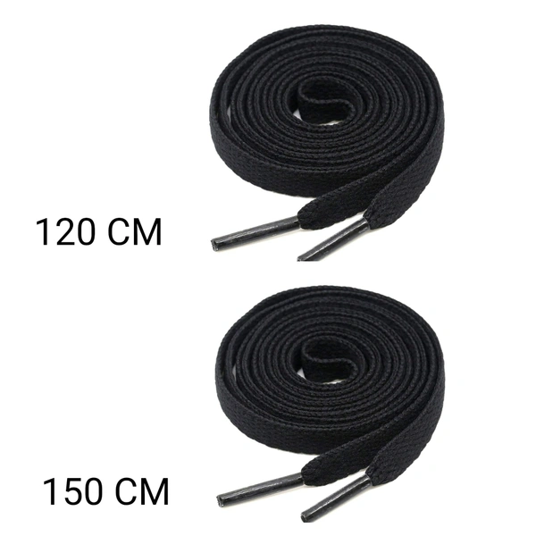 GRAH SANGRAH® 2 Pair | 1 Pair 120 CM | 1 Pair 150 CM| Flat, Sport or Gym Sneaker Shoelac - 120 or 150 CM, Black