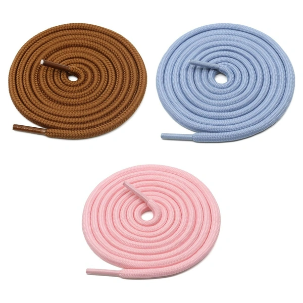 GRAH SANGRAH® 3 Pair (1 Pair Per Single Color) Unisex Shoes Laces For Sport, Running Casual Gym Shoelaces - 120 CM, Camel_ Sky_ Pink