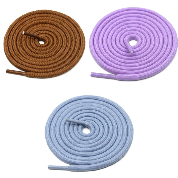 GRAH SANGRAH® 3 Pair (1 Pair Per Single Color) Unisex Shoes Laces For Sport, Running Casual Gym Shoelaces - 120 CM, Sky_ Purple_ Camel