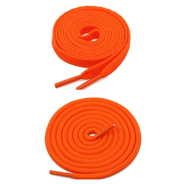 GRAH SANGRAH® 1 Pair FLAT | 1 Pair Round | Unisex Shoe Lace for Running, Sport or Gym Shoelace - 120 CM, Orange