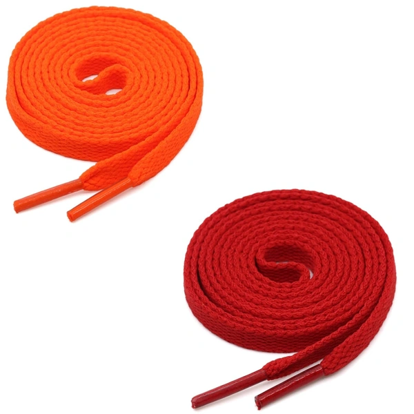 GRAH SANGRAH® (2 Pair) Flat Shoe Lace For Running, Sport Or Gym Shoelace - 150 CM, Orange-Red