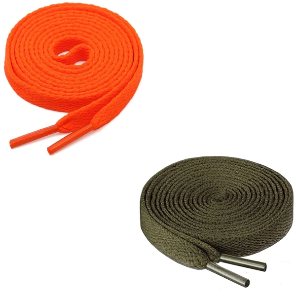 GRAH SANGRAH® (2 Pair) Flat Shoe Lace For Running, Sport Or Gym Shoelace - 120 CM, Orange-Army Green