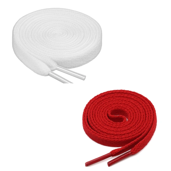 GRAH SANGRAH® (2 Pair) Flat Shoe Lace For Running, Sport Or Gym Shoelace - 120 CM, White-Red