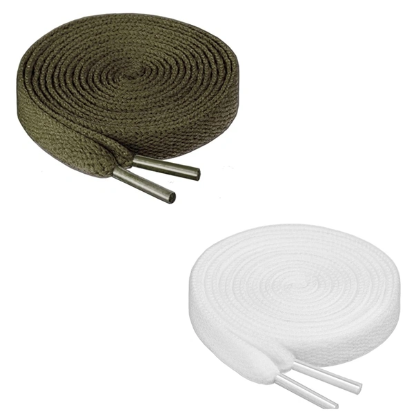 GRAH SANGRAH® (2 Pair) Flat Shoe Lace For Running, Sport Or Gym Shoelace - 120 CM, White-Army Green