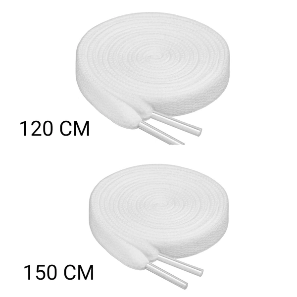 GRAH SANGRAH® 2 Pair | 1 Pair 120 CM | 1 Pair 150 CM| Flat, Sport or Gym Sneaker Shoelace - 120 or 50 CM, White