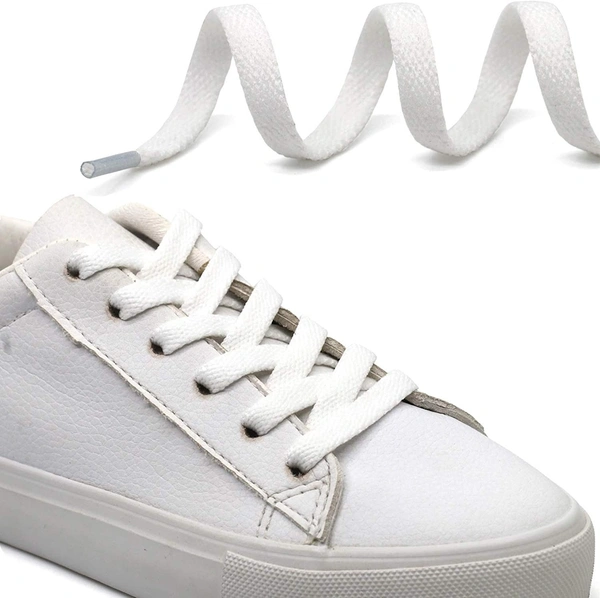 GRAH SANGRAH® (2 Pair Flat Shoelaces For Athletic Running Sneakers Shoes Boot Strings  - 120 CM, White