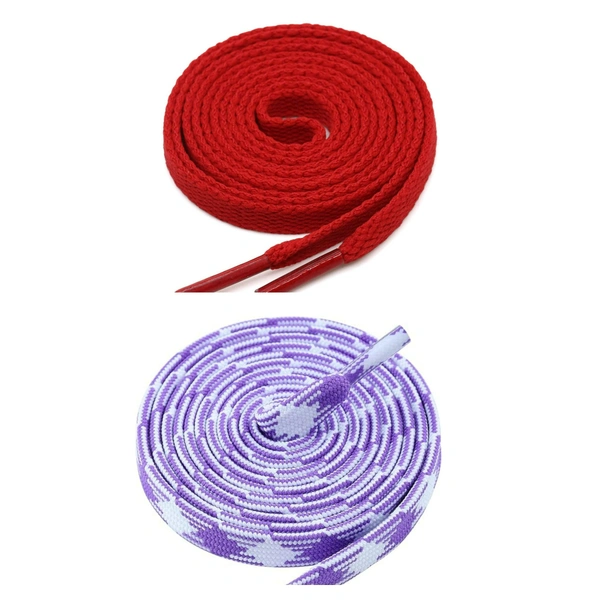 GRAH SANGRAH Flat Shoelace | 2 Pair (1 Pair Per Single Color) Unisex Shoelaces for Sport, Running Casual Shoes. - 120 CM, Red_ Purple