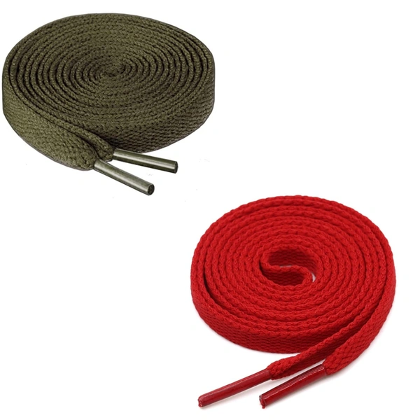 GRAH SANGRAH® (2 Pair) Flat Shoe Lace For Running, Sport Or Gym Shoelace - 150 CM, Red Army Green