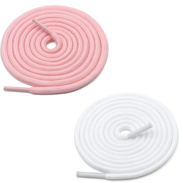 GRAH SANGRAH® 2 Pair (1 Pair Per Single Color) Unisex Shoes Laces For Sport, Running Casual Gym Shoelaces - 120 CM, Pink - White