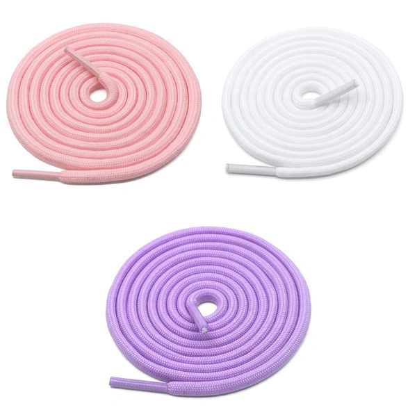 GRAH SANGRAH® 3 Pair (1 Pair Per Single Color) Unisex Shoes Laces For Sport, Running Casual Gym Shoelaces - 120 CM, Pink / White / Purple