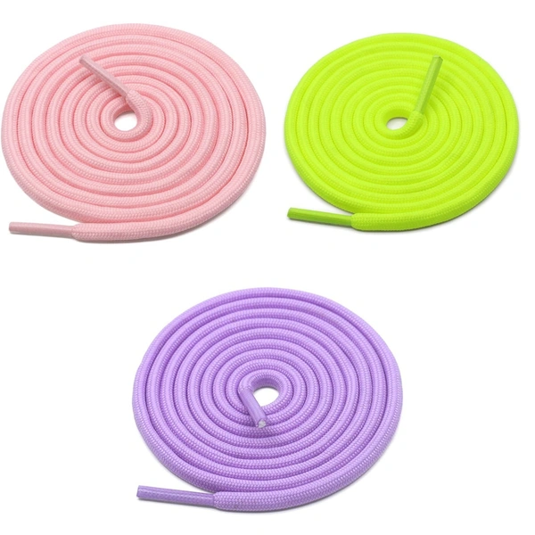 GRAH SANGRAH® 3 Pair (1 Pair Per Single Color) Unisex Shoes Laces For Sport, Running Casual Gym Shoelaces - 120 CM, Pink-Fluorescent-Purple