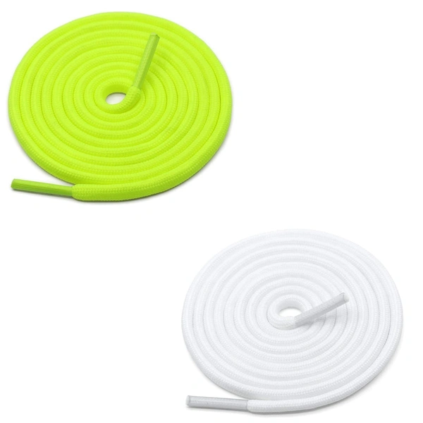 GRAH SANGRAH® 2 Pair (1 Pair Per Single Color) Unisex Shoes Laces For Sport, Running Casual Gym Shoelaces - 120 CM, Fluorescent-White