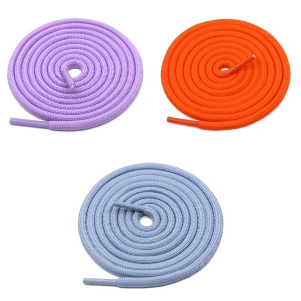 GRAH SANGRAH® 3 Pair (1 Pair Per Single Color) Unisex Shoes Laces For Sport, Running Casual Gym Shoelaces - 120 CM, Purple-Orange-Sky