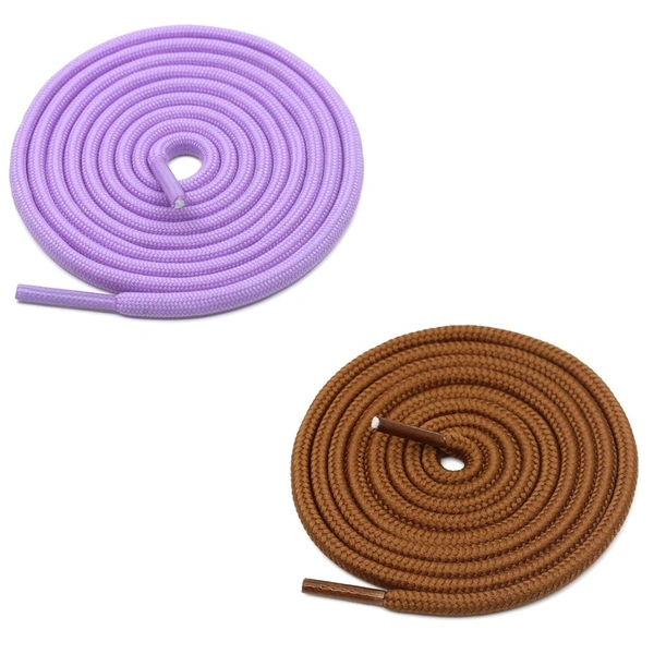 GRAH SANGRAH® 2 Pair (1 Pair Per Single Color) Unisex Shoes Laces For Sport, Running Casual Gym Shoelaces - 120 CM, Purple-Tan