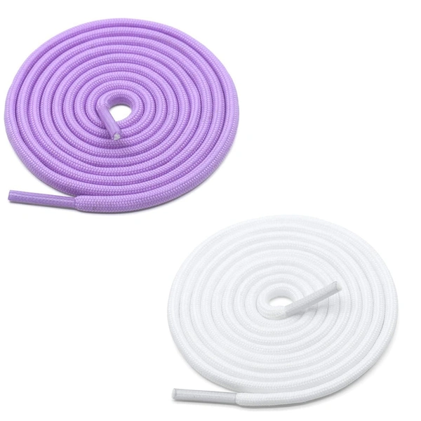 GRAH SANGRAH® 2 Pair (1 Pair Per Single Color) Unisex Shoes Laces For Sport, Running Casual Gym Shoelaces - 120 CM, Purple-White