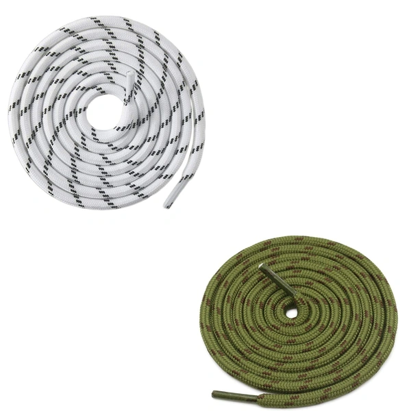 GRAH SANGRAH® (2 Pair) (1 Pair Per Single Color) Shoes Laces Athletic Shoelaces For Sport/Running Shoes Shoe Strings - 120 CM, White Black_ Army Green Brown