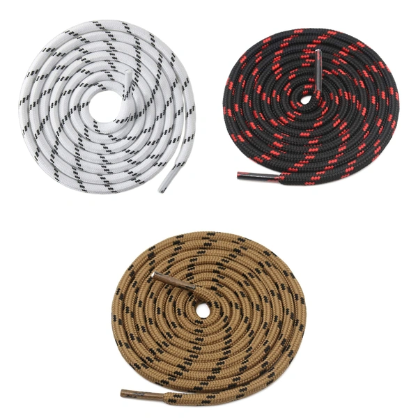 GRAH SANGRAH® (3 Pair) (1 Pair Per Single Color) Shoes Laces Athletic Shoelaces For Sport/Running Shoes Shoe Strings - 120 CM, White _ Black Red _ Light Brown