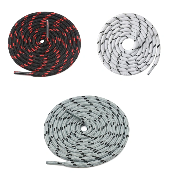 GRAH SANGRAH® (3 Pair) (1 Pair Per Single Color) Shoes Laces Athletic Shoelaces For Sport/Running Shoes Shoe Strings - 120 CM, White-Blk Red- Light Grey