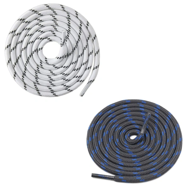 GRAH SANGRAH® (2 Pair) (1 Pair Per Single Color) Shoes Laces Athletic Shoelaces For Sport/Running Shoes Shoe Strings - 120 CM, White Black _ Dark Grey Blue