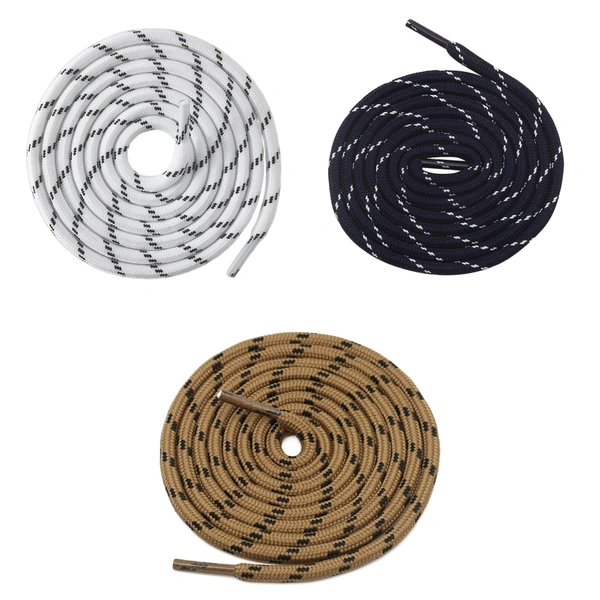 GRAH SANGRAH® (3 Pair) (1 Pair Per Single Color) Shoes Laces Athletic Shoelaces For Sport/Running Shoes Shoe Strings - 120 CM, White-Light Brown-Navy