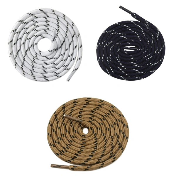 GRAH SANGRAH® (3 Pair) (1 Pair Per Single Color) Shoes Laces Athletic Shoelaces For Sport/Running Shoes Shoe Strings - 120 CM, White Black / Brown Black / Navy White