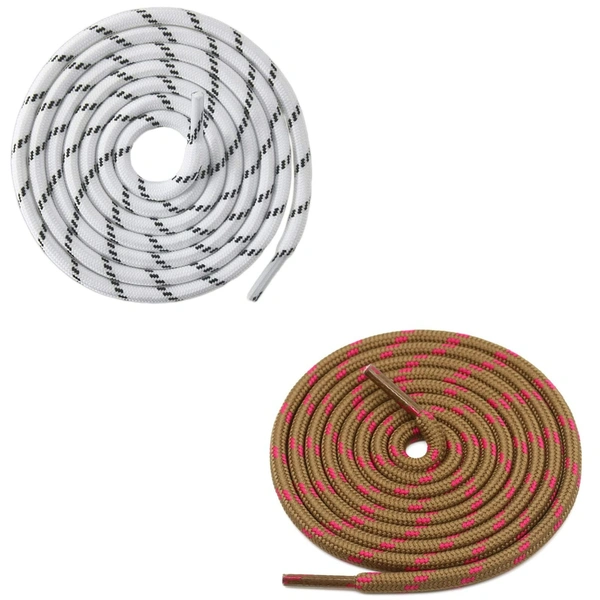 GRAH SANGRAH® (2 Pair) (1 Pair Per Single Color) Shoes Laces Athletic Shoelaces For Sport/Running Shoes Shoe Strings - 120 CM, White Black_ Brown Rose Red
