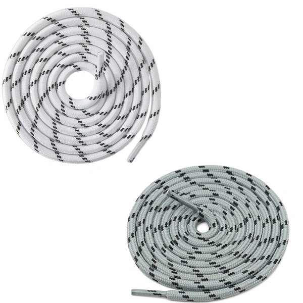 GRAH SANGRAH® (2 Pair) (1 Pair Per Single Color) Shoes Laces Athletic Shoelaces For Sport/Running Shoes Shoe Strings - 120 CM, White-Grey Black