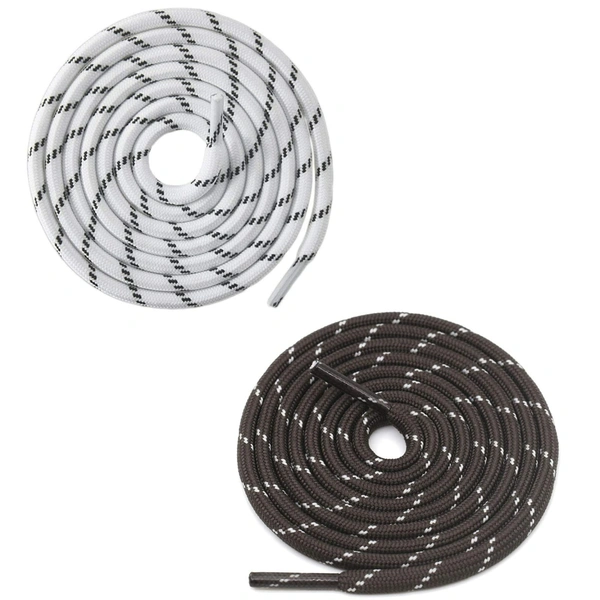 GRAH SANGRAH® (2 Pair) (1 Pair Per Single Color) Shoes Laces Athletic Shoelaces For Sport/Running Shoes Shoe Strings - 120 CM, White Black - Coffee White