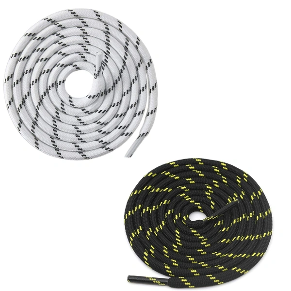 GRAH SANGRAH® (2 Pair) (1 Pair Per Single Color) Shoes Laces Athletic Shoelaces For Sport/Running Shoes Shoe Strings - 120 CM, White-Black Yellow