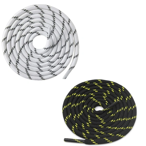GRAH SANGRAH® (2 Pair) (1 Pair Per Single Color) Shoes Laces Athletic Shoelaces For Sport/Running Shoes Shoe Strings - 120 CM, White - Black Yellow