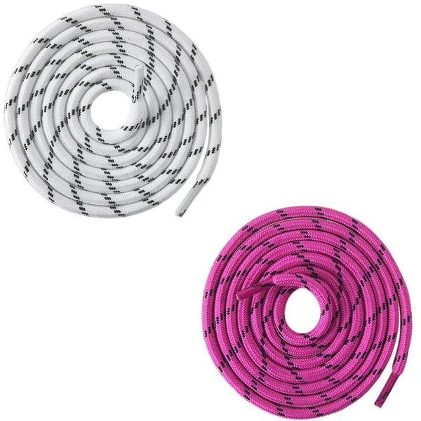 GRAH SANGRAH® (2 Pair) (1 Pair Per Single Color) Shoes Laces Athletic Shoelaces For Sport/Running Shoes Shoe Strings - 120 CM, White Black-Hot Pink
