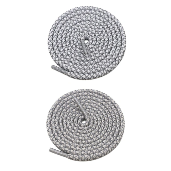 GRAH SANGRAH® 2 Pair (1 Pair Per Single Color) Round Shoelaces For Sport, Running Casual Shoes Laces - 120 CM, White-Grey