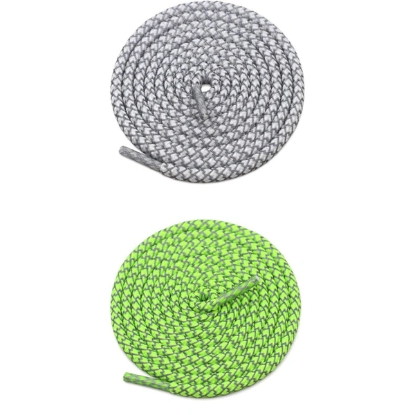 GRAH SANGRAH® 2 Pair (1 Pair Per Single Color) Round Shoelaces For Sport, Running Casual Shoes Laces - 120 CM, White-Fluorescent