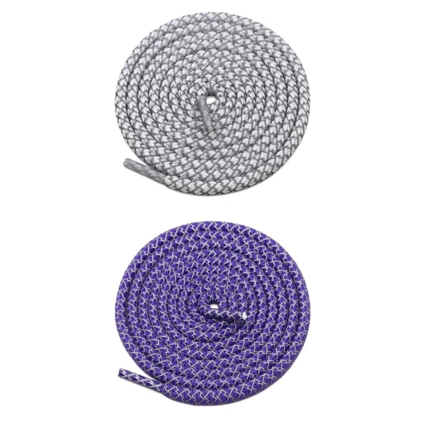 GRAH SANGRAH® 2 Pair (1 Pair Per Single Color) Round Shoelaces For Sport, Running Casual Shoes Laces - 120 CM, White-Purple