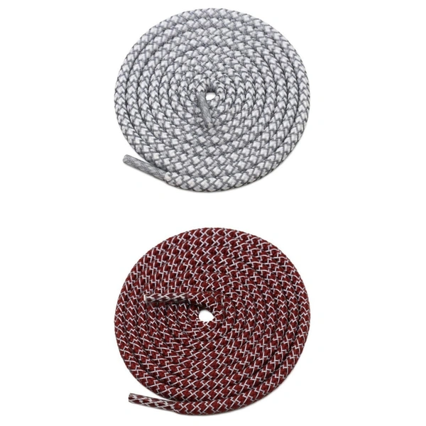 GRAH SANGRAH® 2 Pair (1 Pair Per Single Color) Round Shoelaces For Sport, Running Casual Shoes Laces - 120 CM, White-Maroon