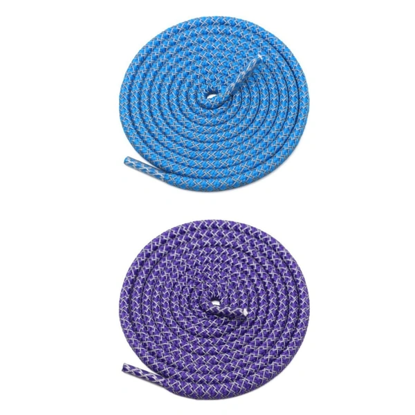GRAH SANGRAH® 2 Pair (1 Pair Per Single Color) Round Shoelaces For Sport, Running Casual Shoes Laces - 120 CM, Blue-Purple